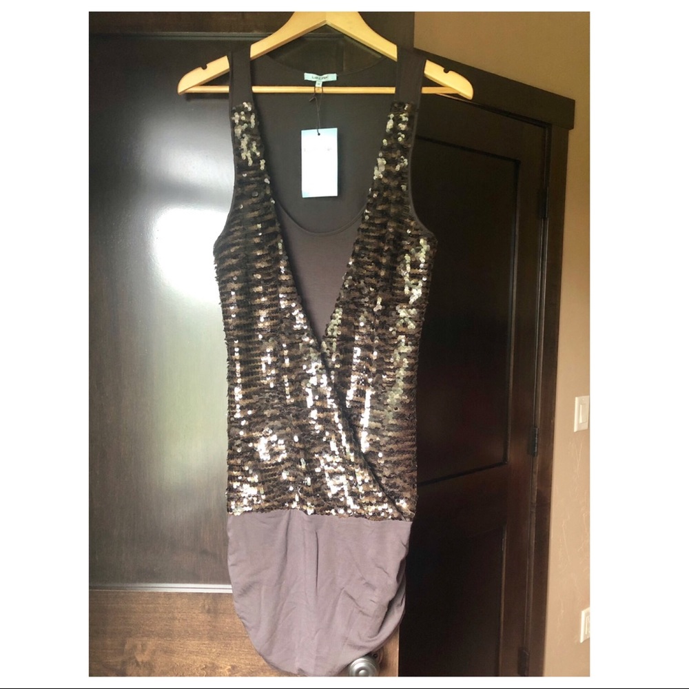La Cite java brown sequin cocktail dress
